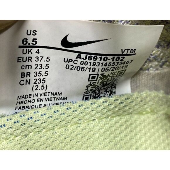 Nike Air Vapormax Flyknit 3 Shoes AJ6910-102 Barely Volt Women’s Size 6.5 - Picture 8 of 9